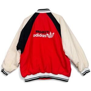 Adidas Project Sport Spectacular Bomber Jacket Red White Size L Vintage 80s